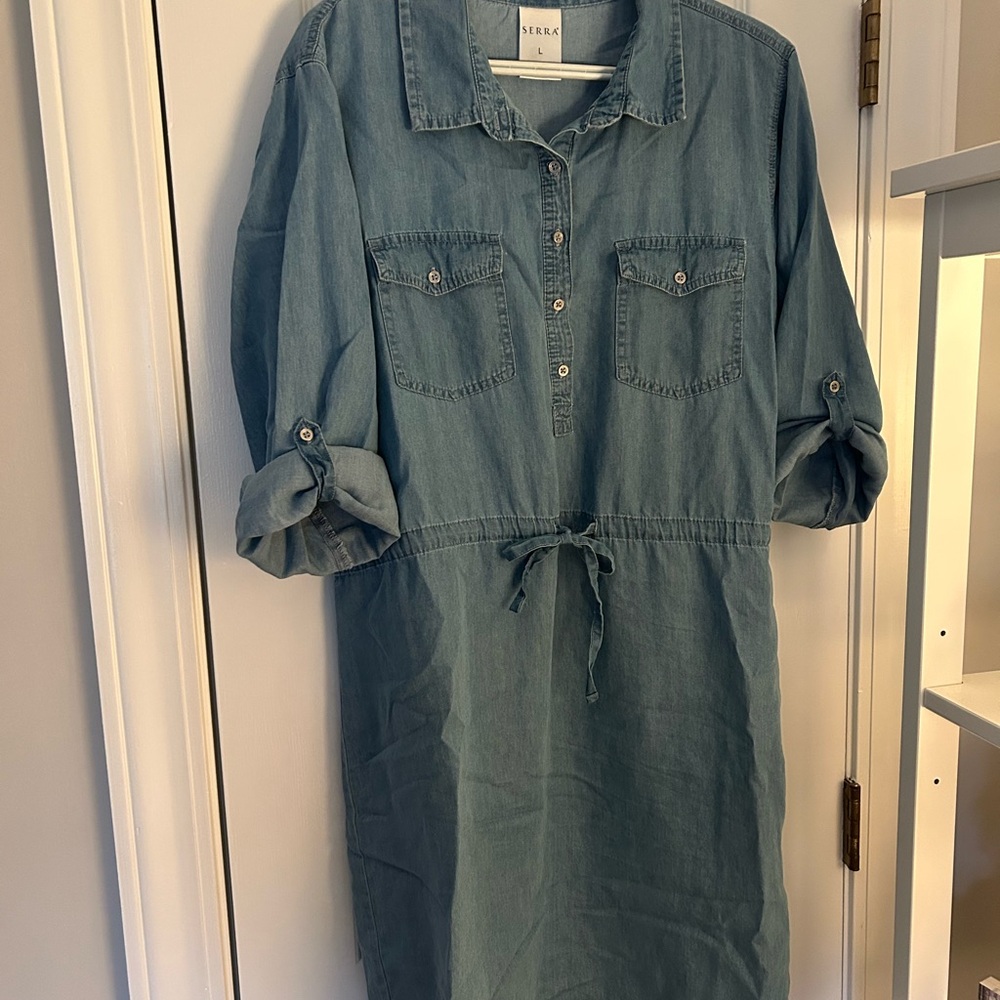 Serra Blue Denim Midi Dress